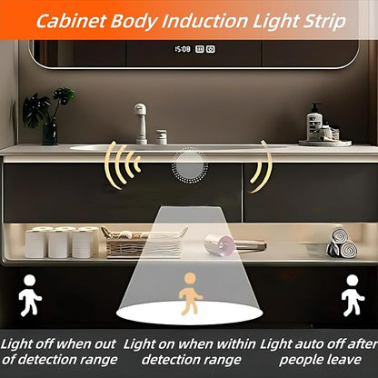 60IN Grey Bathroom Vanity Set - Floating Bathroom Vanity with Single Sink | Including LED Smart Defogging Mirror Cabinet & Time Display Function, Equipped with Motion Sensing Light Strip (Style A)