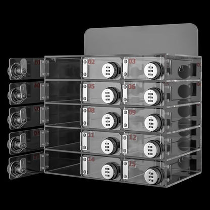 Cell Phone Locker Box 15 Slots Clear Acrylic Cell Phone Organizer Cabinet with Combination Locks Wall-Mounted Locking Cell Phone Storage Box for Classroom Office,Shool,Office (15 Slots, Acrylic)