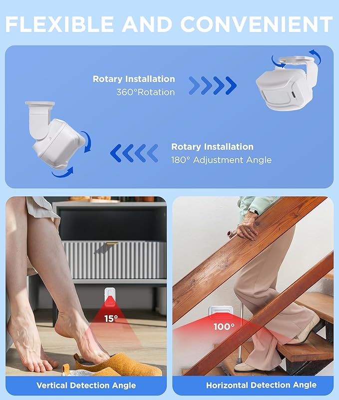 Newly Upgraded 2025 Bed Alarm for Elderly Dementia Patients - Wireless Fall Detection & Motion Sensor Alert System for Seniors, Dementia & Alzheimer Patients (2 Sensor + 1 Receiver)