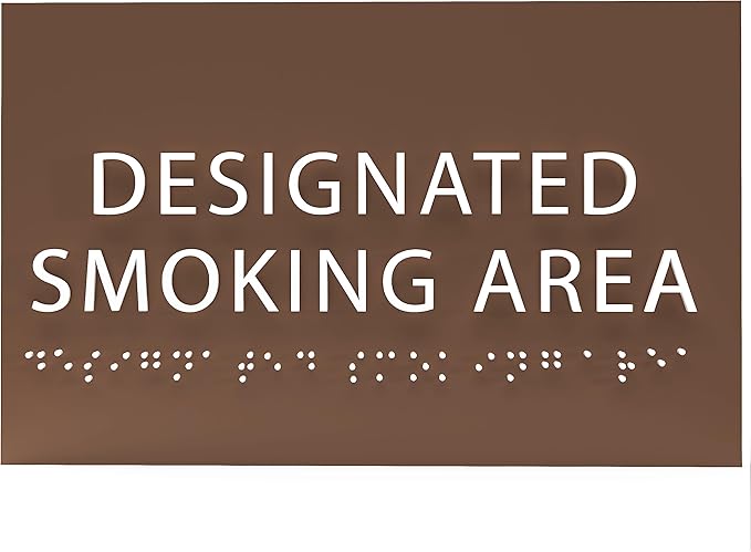 6" X4" Designated Smoking Area Sign - ADA Compliant Tactile Graphics Grade 2 Braille Text | Smoking Permitted Wall Signs for Offices, Private Businesses, Schools, and Restaurants