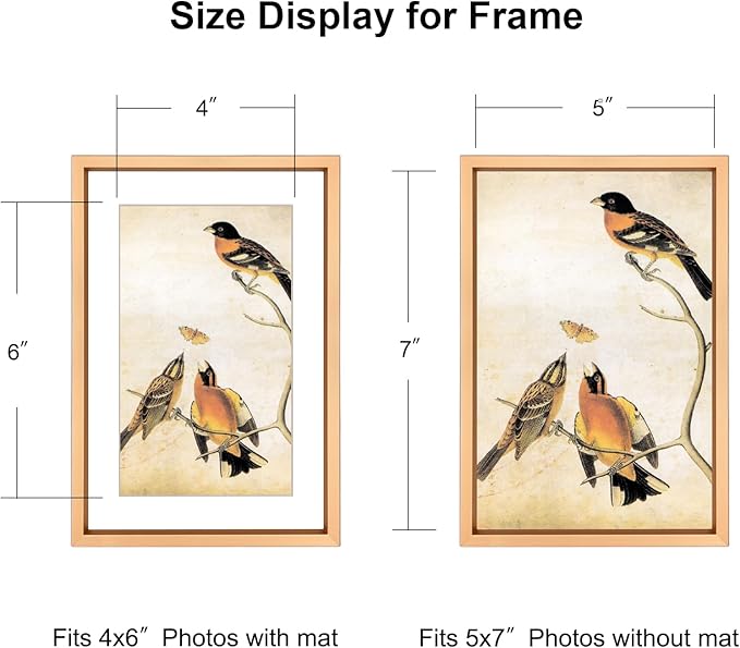 5x7 Picture Frame Set of 3, Gold Metal Photo Frames with HD Glass, Fits 4x6 with Mat or 5x7 without Mat, Wall Hanging and Table Display