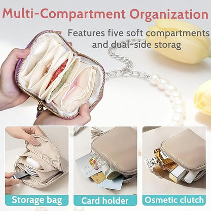 Stuffdatas Travel Jewelry Case, Stuffdatas Bags, Small Jewelry Travel Pouch Mini, Travel Jewelry Organizer Pouch Velvet, with 5 Compartments (3PCS-D)