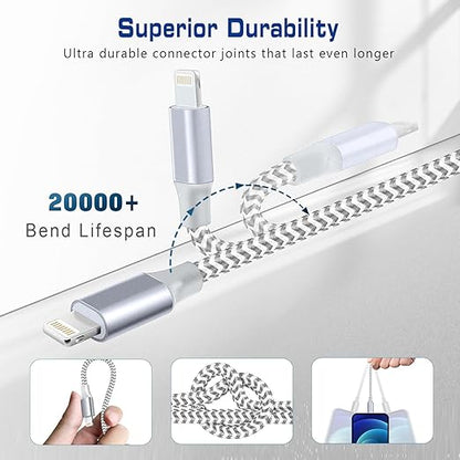 [Apple MFi Certified] Short iPhone Charger 1ft 2Pack,USB A to Lightning Cord Nylon Braided 12 Inch Fast Charging iPhone Cable Compatible with iPhone 14 13 12 11 Pro/Max/Mini Xs SE2/iPad for Car