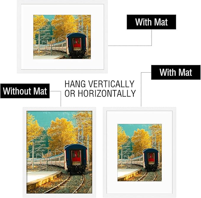 Golden State Art, 16X20 Picture Frame with Mat for 11X14 - High Definition Glass Wall Mounting Horizontal Vertical Display (White, 2 Pack)