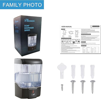Automatic Sensor Soap Dispenser Wall Mount Black, Touchless Induction Hand Sanitizer Dispenser for Bathroom with Gel or Liquid, 20 Oz