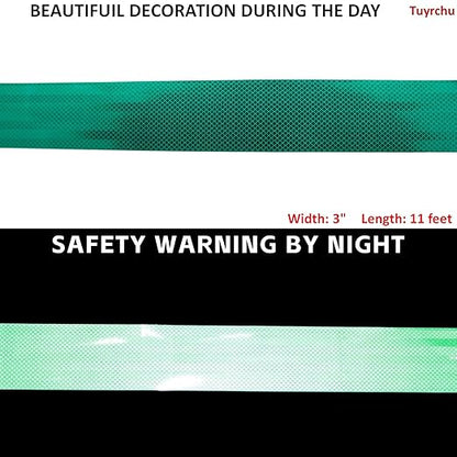 Non Fading Green Reflective Tape Outdoor Waterproof 3 inch, High Visibility Warning Industrial Marking Tape, Safety Stickers (11 feet)