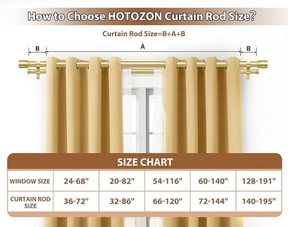 Double Curtain Rod 72 to 144 Inch, HOTOZON 1 Inch Heavy Duty Double Curtain Rods for Windows 60 to 140 Inches(5-11.6 ft), Telescoping Drapery Rod with Simple End Finials, Gold