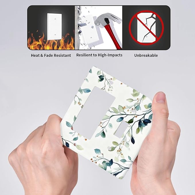 Decorative Outlet Covers Eucalyptus Leaf Geen Sage Leaves 2 Gang Light Switch Cover Plate Single Toggle 1 Rocker Wall Plates for Electrical Outlets Switch Plate Covers for Bedroom Home Decor