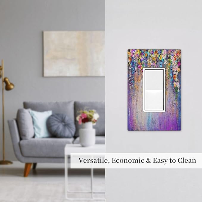 Colorful Country Flower Wildflower Floral Decorative Outlet Covers 1 Gang Single Rocker Light Switch Cover Plate Wall Plates Gfci Faceplate For Bed Room Living Room Decor