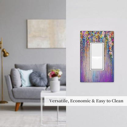 Colorful Country Flower Wildflower Floral Decorative Outlet Covers 1 Gang Single Rocker Light Switch Cover Plate Wall Plates Gfci Faceplate For Bed Room Living Room Decor