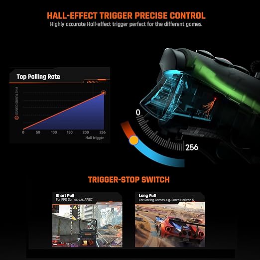 PC Controller, BIGBIG WON Wireless Controller Motion Control, Hall Trigger, ALPS Joystick, 3.5mm Audio, Gaming Controller for PC Windows/Android/iOS/Switch Pro Controller (Rainbow 2 Pro&Charging Dock)