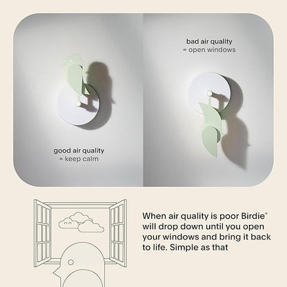 Birdie 2.0 - Design Indoor CO2 Monitor - Air Quality Meter for Home & Office - Promotes Mental & Physical Health - Modern Interior Decor - Reducing Health Risks with Clean Air (Meadow, FullBirdie)