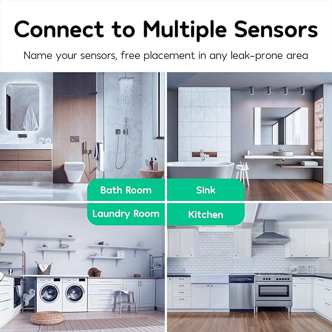 Winees WiFi Water Leak Detector, 3 Pack Water Sensors with 100dB Adjustable Alarm, Leak Alert Email&SMS Notification, 200M Transmission for Basement, Bathroom, Laundry, IFTTT, S1 Plus, 2.4G WiFi Only