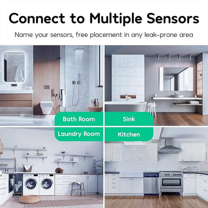 Winees WiFi Water Leak Detector, 3 Pack Water Sensors with 100dB Adjustable Alarm, Leak Alert Email&SMS Notification, 200M Transmission for Basement, Bathroom, Laundry, IFTTT, S1 Plus, 2.4G WiFi Only