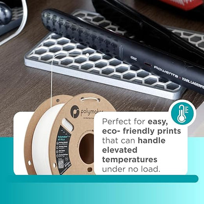 Polymaker HT-PLA Filament 1.75mm White, High Temp PLA for 3D Printing, Heat Stable Up to 150°C, Easy to Print, Works with Most FDM Printers, 1kg Spool