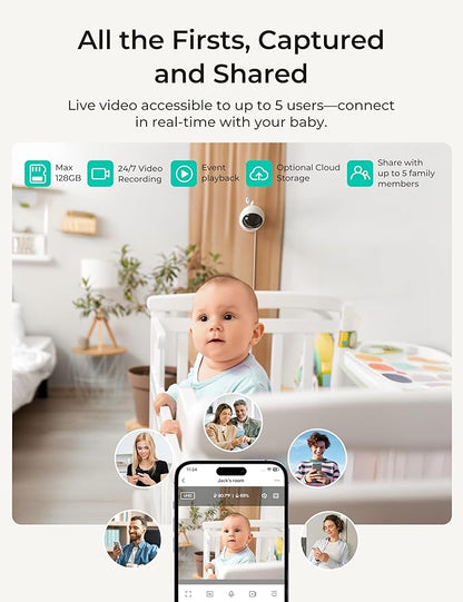 Dr.Care VistaView Lite RB Smart WiFi Baby Monitor - 4” 720P Split Screen & 1080P Camera App Control, Motion Alerts, 2500mAh Removable Battery, HD Night Vision, 2-Way Talk, Multi-User, Triple Security