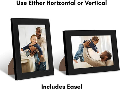 Americanflat 5x7 Picture Frame with Shatter-Resistant Glass - Signature Collection - Gallery-Style Frames Made of Engineered Wood - Photo Frame for Tabletop and Wall Display - Black