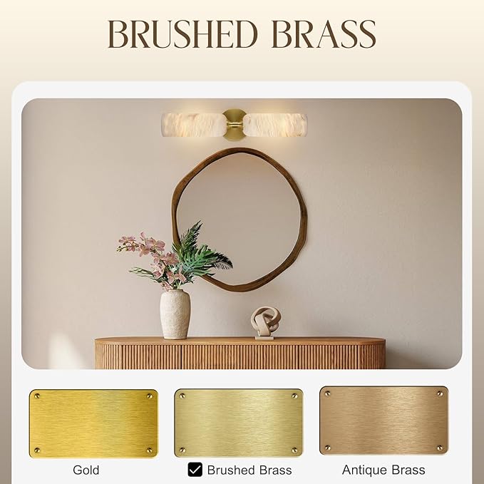 20in Alabaster Wall Sconce Antique Brass Sconces Wall Lighting, Imported Alabaster Modern Marble Bathroom Vanity Sconces, Gold Sconce Wall Decor, For Bedroom Living Room Staircases Hallway Foyer