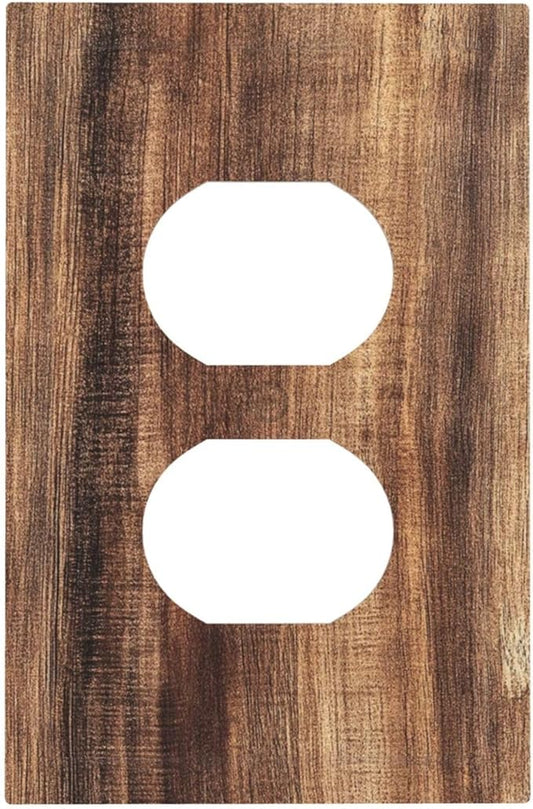 Outlet Covers Vintage Rustic Brown Wood Grain 1 Gang Duplex Wall Plate Decorative Switch Plates Electrical Receptacle Faceplate Light Switch Cover for Bedroom Farmhouse Decor