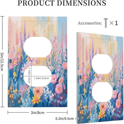 Outlet Covers Colorful Watercolor Flowers Wildflower Plants 1 Gang Duplex Light Switch Cover Plate Decorative Switch Plate Covers Electrical Socket Cover for Bathroom Home Decor