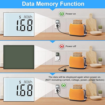Upgraded Watt Meter Power Meter Plug Home Energy Monitor Electricity Usage Monitor, Electrical Usage Monitor, Energy Voltage Amps Meter Tester with Backlight, Overload Protection, 8 Display Modes