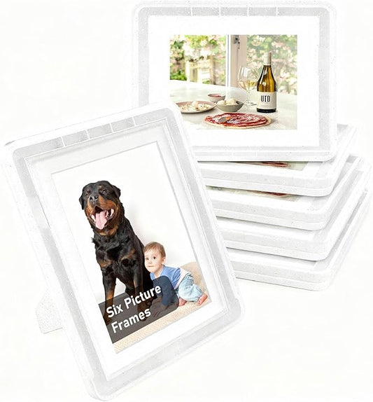 5x7 Picture Frame, Clear Acrylic Photo Frame with White Mat for 4x6 Photos, One-Piece Shatterproof Tool-Free Design, UV-Resistant Waterproof Tabletop Frame for Home Office Decor with 10-Year Warranty