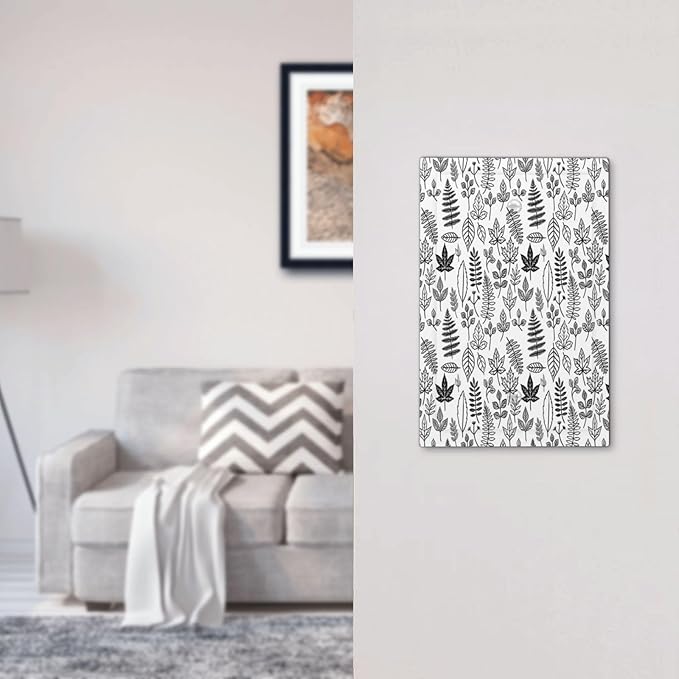 Black White Leaf Wheat Maple Leaf Plant Light Switch Cover Plate 1 Gang No Device Blank Decorative Switch Plate Electrical Wall Plates Faceplate for Bedroom Bathroom Decor