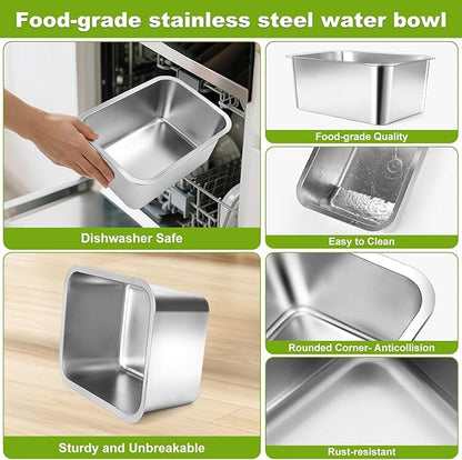 Adjustable Height Elevated Large Dog Water Bowls with Stainless Steel Bowls and Metal Stand，4-Level (8/10/12/14 Inches) Pet Bowl for Dogs for Large Medium Dogs - Durable, Easy to Clean (2.4gallon)
