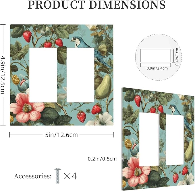 William Morris Flower 2 Gang Double Rocker Wall Plate Cover Decorative Light Switch Covers Electrical Faceplate Switch Plates for Bathroom Kitchen Home