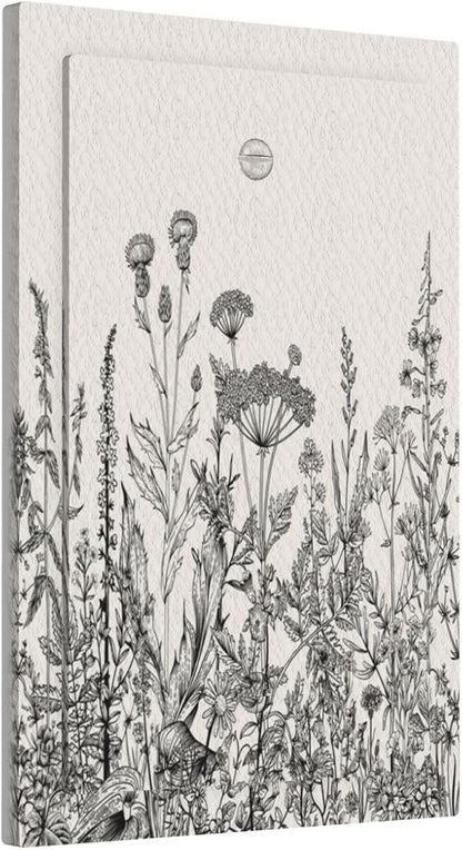 Decorative Light Switch Plate Covers Sketches of Wildflowers and Grasses 1 Gang No Device Single Blank Outlet Covers Wall Plate Light Switch Cover Plate Faceplate for Bedroom Home Decor