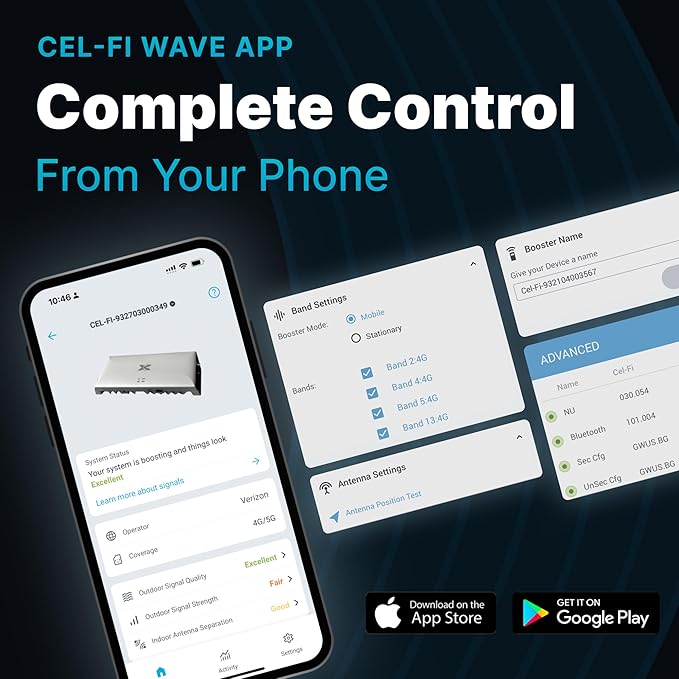 CEL-FI GO G41 | Cell Phone Booster for Home | 4G, 5G, AT&T, Verizon & T-Mobile | Up to 15,000 Sq Ft Coverage | 100 dB Cell Phone Signal Booster | FCC Approved | 1 Antenna Kit