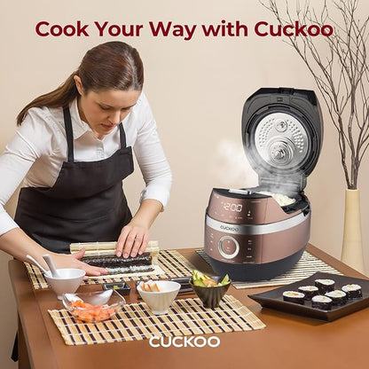 CUCKOO High Pressure Rice Cooker 6-Cup Uncooked / 12-Cup Cooked with Induction Heating Technology, Versatile Rice Maker with 16 Menu Options and Steam Plate, Voice Guide, Copper (CRP-JHR0609F)