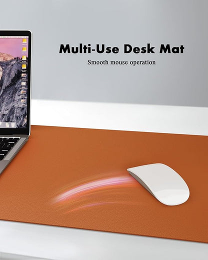 YSAGi Double-Sided Desk Pad, 23.6"x13.7" Leather Desk Mat, Eco Cork Desk Pad Protector, Large Mouse Pad for Desk, Waterproof Desk Blotter Pad, Desk Writing Pad for Office Work/Home(Brown/Cork)