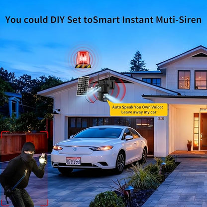 Security Cameras Wirelss Outdoor Solar Powered for Home Security, 360 View Outside Camera,Motion Detection,10x Hybrid Zoom PAN Tile,i IP-65 Weather Proof (3 Lens Hybrid Zoom)