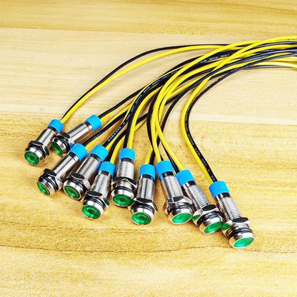 10pcs 6mm LED Metal Indicator Light 110V-220VAC Waterproof Signal Lamp (Green)