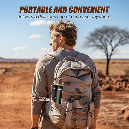 Portable Battery Espresso Coffee Maker for Travel, 20 bar Smart Display Mini Car Espresso Machines, 3-in-1 Self-Heating Electric Espresso Maker, USB-C Ground Coffee & Capsule Pod(Ns&DG) RV, Hiking