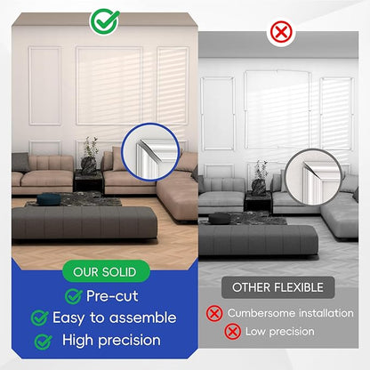 COUKIU 3 Sets Pre-Cut Wall Molding kit,Ready to Assemble Accent Molding Wainscoting Panels for Interior Walls Home Decor（3 Frames，Style2)