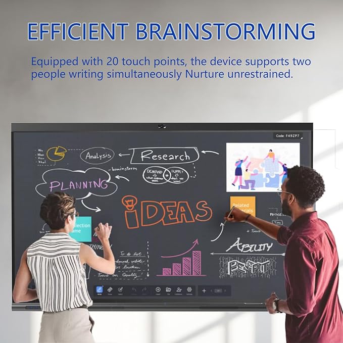 TIBURN 65" 4K UHD Smart Board with Auto-Framing Camera | Smart Whiteboard Interactive Touchscreen Display, Includes Wall Mount, Mobile Stand NOT Included,Ideal for Office, Classroom, and Conference