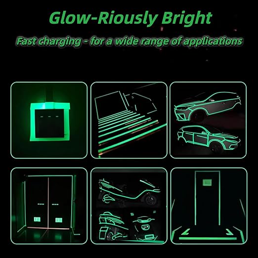 Glow in The Dark Tape 0.5Inch x 40FT - Fluorescent Glow Tape High-Adhesion Waterproof,Fluorescent Safety Tape, Photoluminescent for Stairs, Bikes, Outdoor Gear,Halloween DIY，Walls and Exit Sign