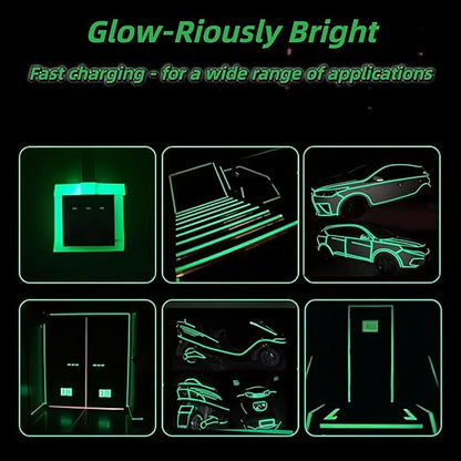 Glow in The Dark Tape 0.5Inch x 40FT - Fluorescent Glow Tape High-Adhesion Waterproof,Fluorescent Safety Tape, Photoluminescent for Stairs, Bikes, Outdoor Gear,Halloween DIY，Walls and Exit Sign