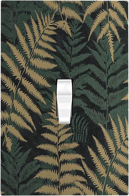 Decorative Light Switch Cover Botanical Fern Green Leaf Forest 1 Gang Single Toggle Device Electrical Faceplate Switchplates Decorator Outlet Wall Plate For Bed Room Home Decor