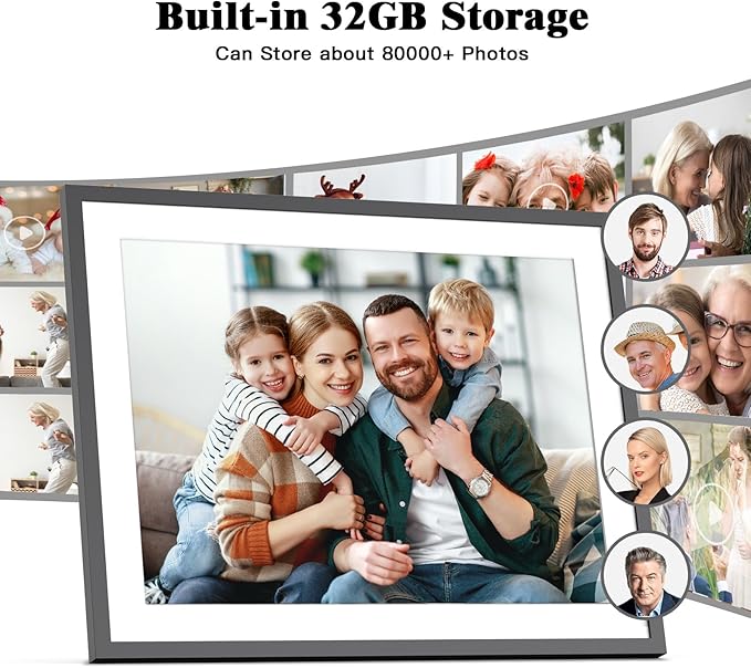 Large Digital Picture Frame 17” WiFi-Photo-Frame - 1280x960 IPS HD Touch Screen, 32GB Smart Picture Frame, Motion Sensor, Auto-Rotate, Wall-Mounted, Share Photos Videos via App, Gifts for Mom Dad