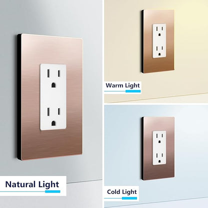 LIDER Screwless Metal-Surface Wall Plate, Decorator Switch Cover, Temperature and Impact Resistant, 201 Stainless Steel, Modern Decoration Upgrade, Mid-Size 1-Gang 4.88" x 3.11", Brushed Rose Gold
