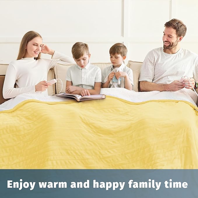 Heated Electric Blanket Queen Size - 84" x 90" Heating Blanket with Dual Control, 10 Heating Levels & 8 Hours Auto Off, Soft Warm Flannel Blanket, Christmas Birthday Gifts for Senior Grandma