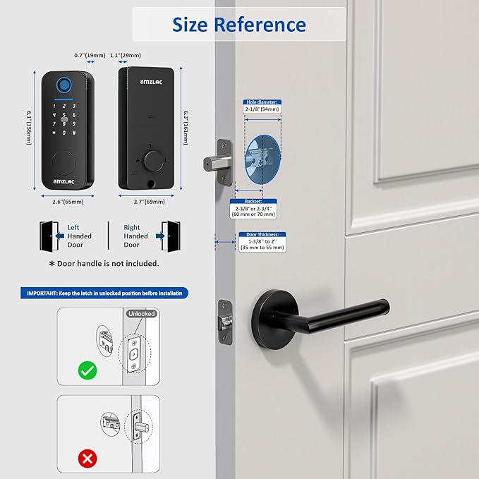 Smart Deadbolt Door Lock with Keypad:Amzloc Fingerprint Keyless Entry Door Lock, Smart Lock for Front Door,Bluetooth APP Control,Auto Lock,Easy Install,IP65 Waterproof
