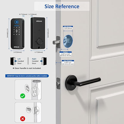 Smart Deadbolt Door Lock with Keypad:Amzloc Fingerprint Keyless Entry Door Lock, Smart Lock for Front Door,Bluetooth APP Control,Auto Lock,Easy Install,IP65 Waterproof