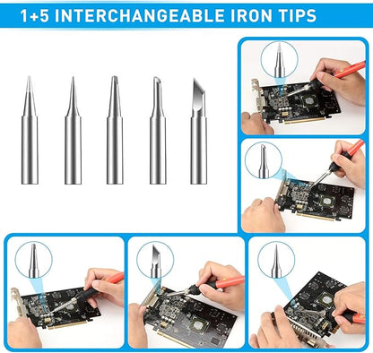 Soldering Iron Kit, 60W Upgraded Soldering Kits Adjustable Temperature Welding Tool Solder Irons Pen with On/Off Switch Use for Electrical Repairs