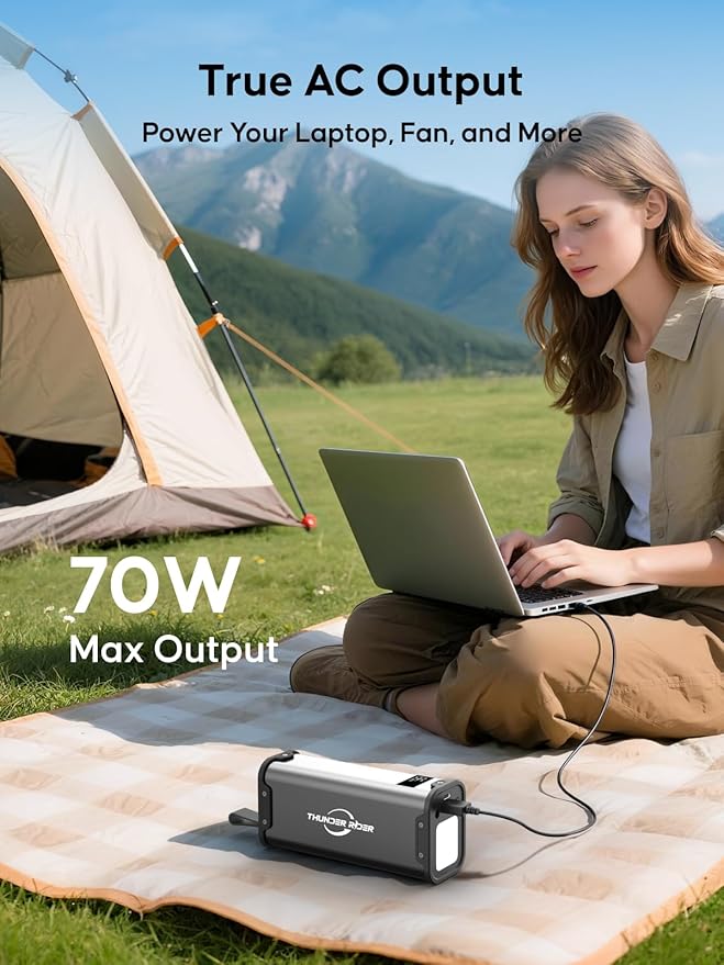 Portable Power Station 99Wh 27000mAh Camping Lithium Battery Large Power Bank with AC Outlet 70W for Home Backup Outdoor Emergency RV Van Hunting