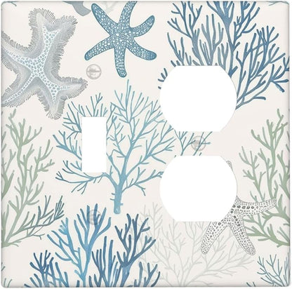Wallplates Ocean Beach Theme Starfish Seashell Coral 1 Toggle 1 Duplex Switch Plate Electrical Gfci Faceplate Decorative Light Switch Covers For Bathroom Kids Room Decor