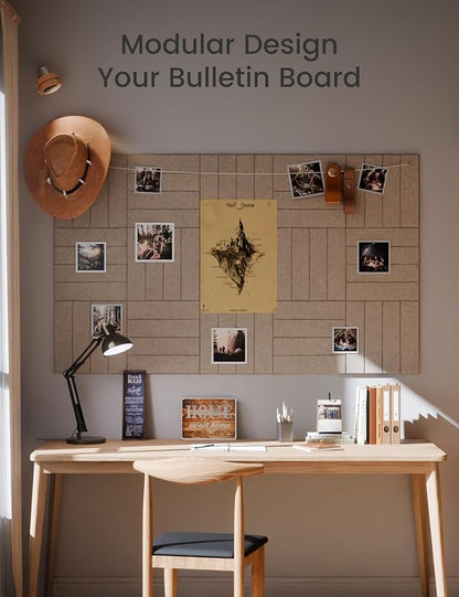 Large Felt Bulletin Board 36"x24" Cork Board Alternative - 6 Pack with 40 Safe Removable Adhesive Tabs, Cork Boards for Walls Felt Board for Home Office Classroom Pin Board-Taupe